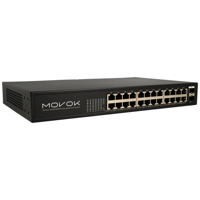 Movok Movok 26 Poorts PoE Gigabit Switch, 24x PoE, 2x Uplink