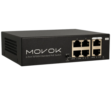 Movok Movok 6 Poorts PoE Switch, 100Mb, 250m PoE