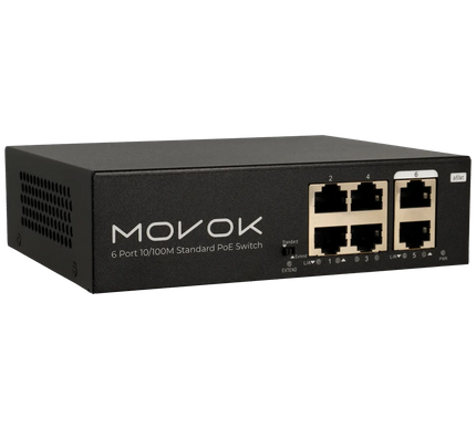 Movok Movok 6 Port PoE Switch, 100Mb, 250m PoE