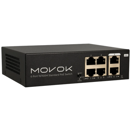Movok Movok Commutateur PoE 6 ports, 100Mb, 250m PoE