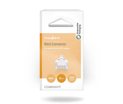 Nedis Nedis RJ45 Connector CAT6, Gold-plated 10 Pieces, Solid Conductor