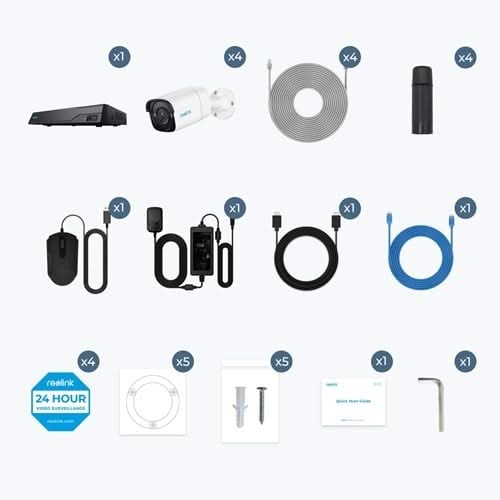 Reolink NVS8-5MD4, Beveiligingsset 2TB, 5MP, PoE en slimme detectie met 4x Turretcamera