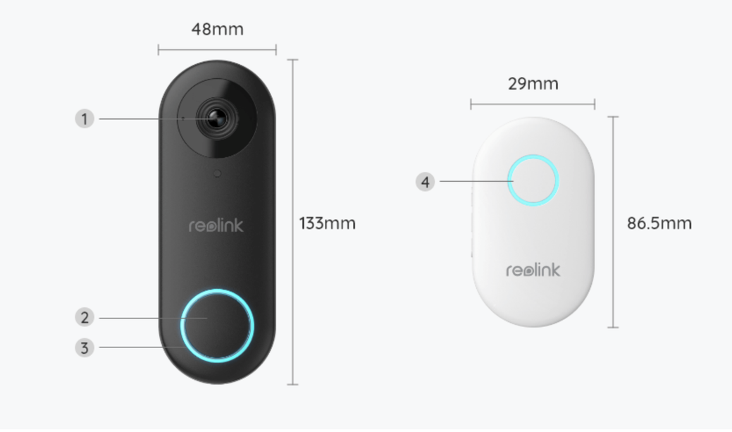Reolink D340W Smart 2K+ WiFi Video doorbell with separate bell