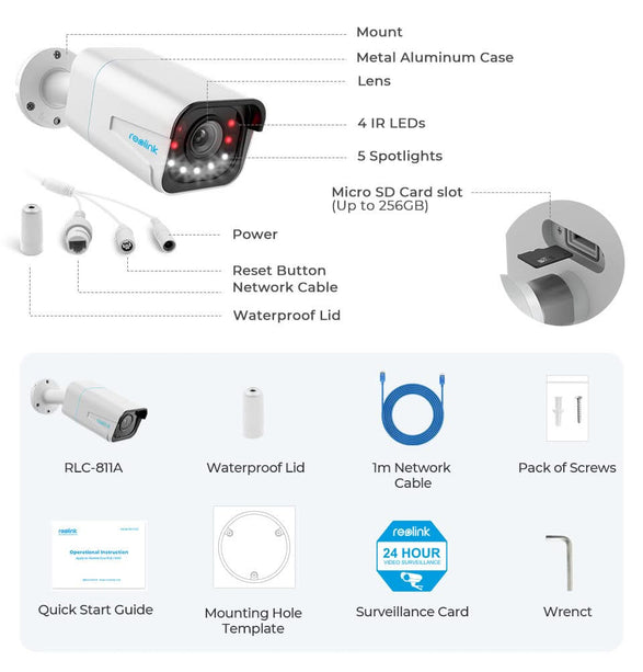 Reolink P430, 8Mp/4K smart detection Spotlight 5x Zoom PoE 2 way audio