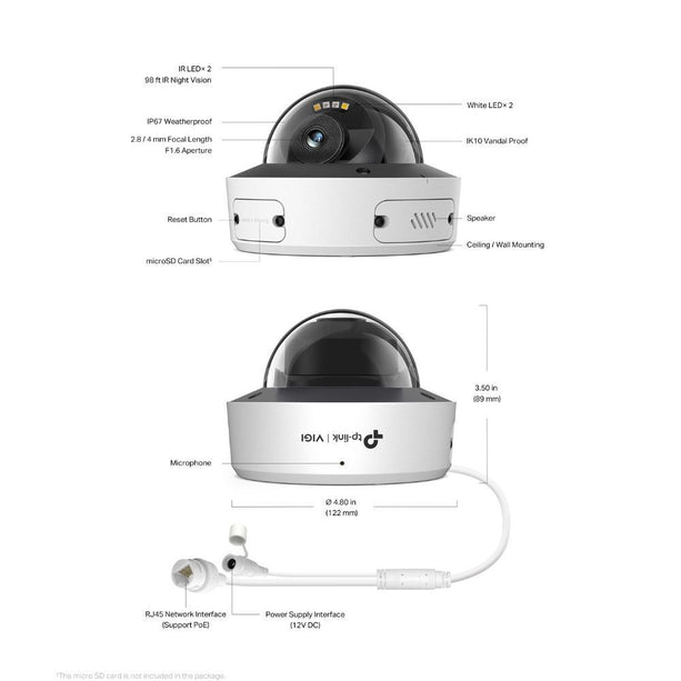 TP-Link VIGI InSight S245 - 4MP 2.8mm Full-Color Dome Camera IK10