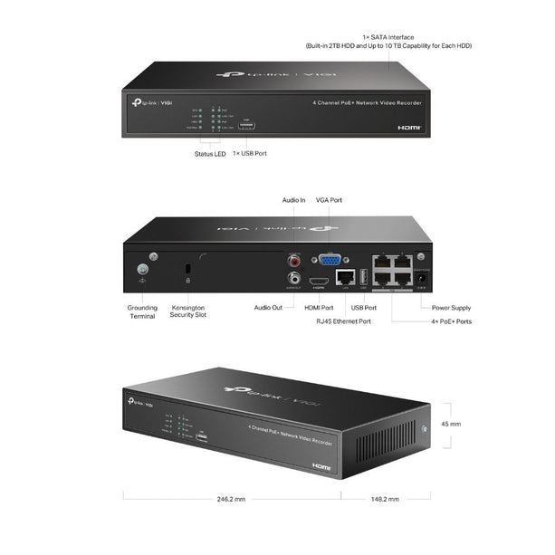 TP-Link VIGI NVR1004H-4P - 4-Kanal PoE NVR