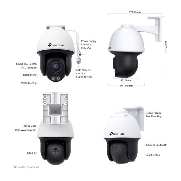 TP-Link VIGI C540S - 4MP Outdoor ColorPro Schwenk-Neige-Kamera
