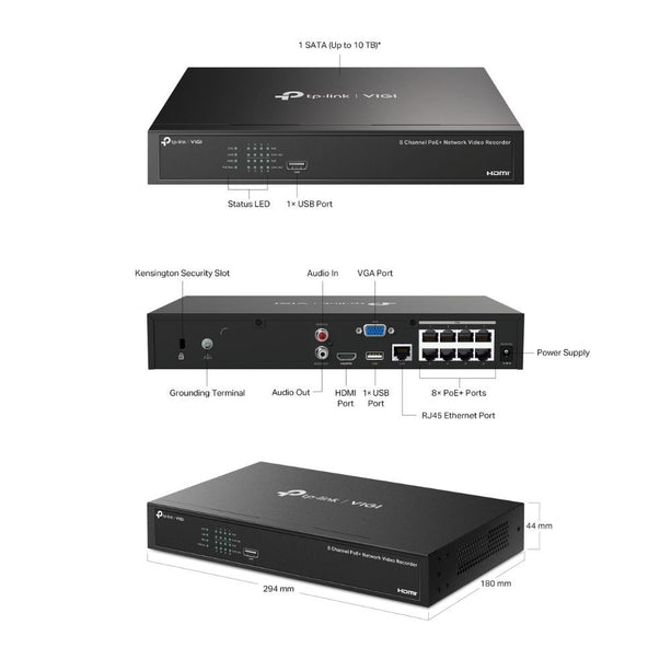 TP-Link VIGI NVR1008H-8MP - 8 Kanal PoE+ NVR