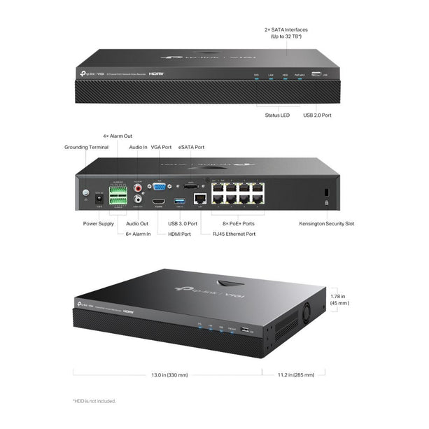 TP-Link VIGI NVR2008H-8MP - 8 Kanal PoE+ NVR