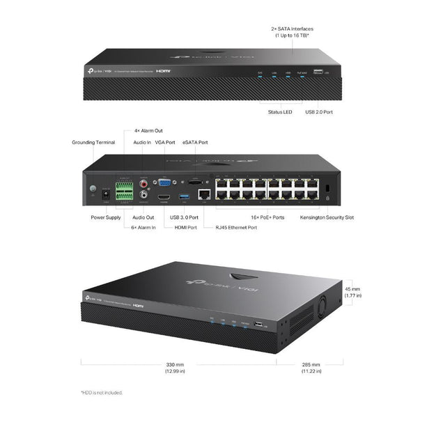 TP-Link VIGI NVR2016H-16MP - 16-Kanal PoE+ NVR